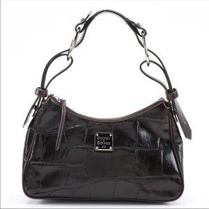 Dooney & Bourke Black Faux Alligator Hobo Bag